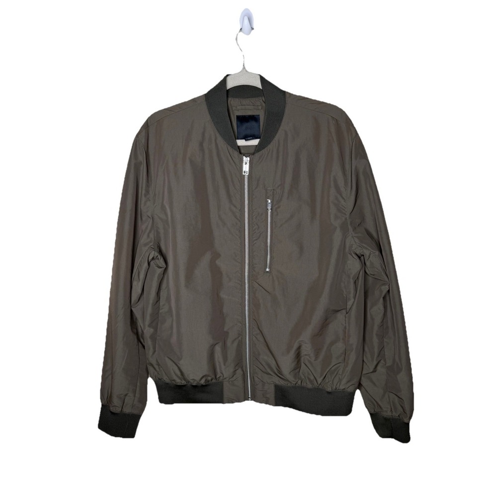 H&M Men's Dark Green Windbreaker Jacket Full Zip Size Medium